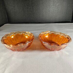 Vintage Hazel Atlas Marigold Carnival Glass Small Bowls Set of 2  Circa 1930s
